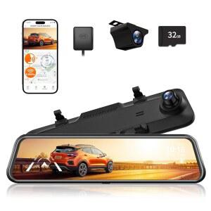 WOLFBOX G840H 12인치 미러 대시 캠 ADAS BSD 5K 후방 카메라 후면 8GHz WiFi 음성 제어 주차 모니터 32GB 카드