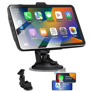 CarPlay Android Auto와 호환 7인치 휴대용 카플레이 화면 GPS 내비게이션 블루투스 미러 링크 차량용 터치 스크린 무선 유닛