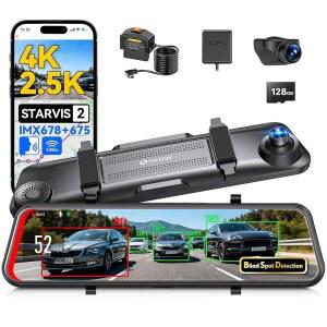 스타비스 2 IMX678 후면 IMX675 4K 5K 12인치 미러 대시 캠이 뷰 카메라 OBD 하드와이어 키트 128GB 카드 G센서 GPS