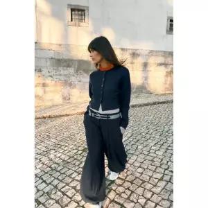 ZARA 소프트 니트 재킷 - 네이비