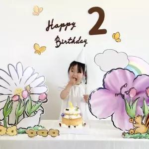 파티 포토존 돌상 첫돌 토끼 풍선세트 장식 셀프 꽃 만들기 생일 백일 상