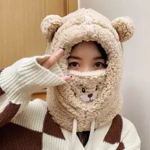 뽀글이 바라클라바 겨울 털모자 곰돌이 방한 넥워머 곰돌이모자 후드넥워머