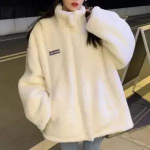 퀼팅점퍼 후리스 점퍼 로고 패치 오버핏 뽀글이 잠바 캐주얼룩