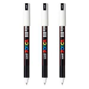 posca PC-1MR 수성 페인트 마커, 추가 미세 팁(0.7mm), 흰색, 3 카운트