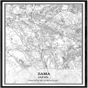 TANOKCRS Zama Japan 지도 벽 아트 캔버스 프린트 포스터 프레임이 없는 모던 블랙 앤 화이트 기념품 선물