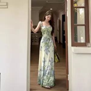 원피스 초록 여성 모네 가든 쉬폰원피스 플레어 시폰 허리 admr1