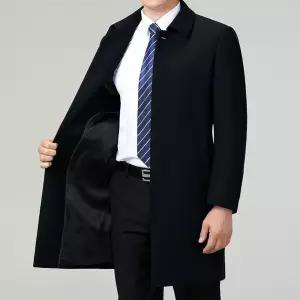 남자 트렌치 코트 반바바리 중장년 아빠 춘추 캐주얼 루즈핏 울 BE3