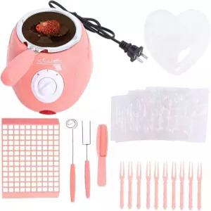 싱글 초콜릿 멜팅 포트 전기 퐁듀 멜터 DIY 내구성 있는 베이킹 핫 기계 세트 도구 주방 핑크