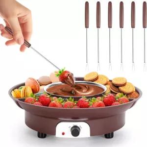 미니 멜팅 퐁듀 세트 6PCS 포크가 있는 10온스 전기 초콜릿 포트 귀여운 분수 밀크 치즈 버터 캔디(커피)용