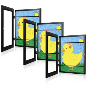 3팩 아트 프레임 8.5x11 수납 블랙 아트워크 변경 개봉 걸이 그림 벽용 50개 3D 보관 공예 포트폴리오 전면 포함 디스플레이