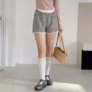 [다잇템] 여자 골지 SS 넓은 고무줄 레이스쇼츠 라벨포켓 반바지24432959588872