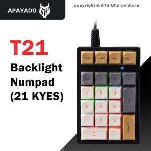 텐키패드 넘버패드 APAYADO T21 기계식 숫자 패드 21 블루 유선 USB 금융 회계 백라이트 키캡 재무용 스위치 키패드 PBT