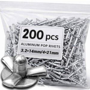 호환 50/200PCS 알루미늄 삼중 접이식 블라인드 리벳 원형 팝 리벳 모듬 키트 목재, 플라스틱, 자동차 수리용 패스너 못
