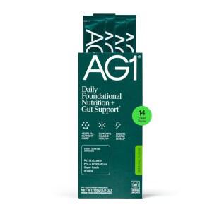 AG1 애슬레틱 그린 파우더 보충제, 장 개선, 멀티비타민, 프로바이오틱스, 글루텐 프리, 및 케토 친화적, 75가지 비타민(여행 팩, 14가지) - 클래식 포뮬러
