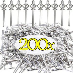 호환 200/50PCS 대형 플랜지 블라인드 리벳 풀 실버 알루미늄 합금 장식 팝 네일 리벳 패스너 하드웨어 3 2mm 4 0mm