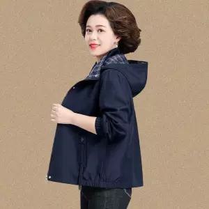 가을 봄 여성용 코트 체크 상의 할머니 트렌치 자켓 OP3