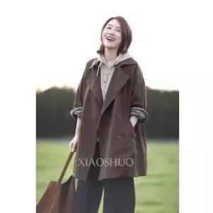 여성용 하프 가을 칼라 트렌치 코트 체크 OP3