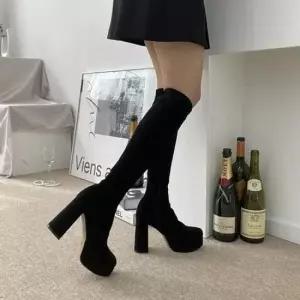 미들부츠 가보시 하이힐 스웨이드 롱 부츠 패션