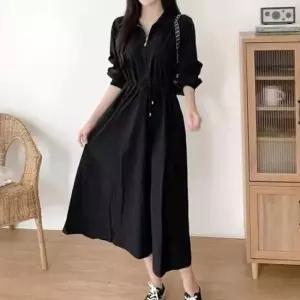 화이트원피스 집업 카라 롱 원피스 A라인 체형커버
