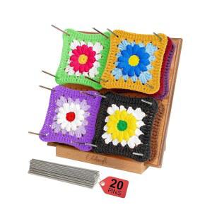 Olikraft 9.5인치 코바늘 차단 보드(페그 20핀 포함) - 코바늘 프로젝트용 그래니 스퀘어 차단 보드 - 실 용품 도구 및 액세서리 및 가젯