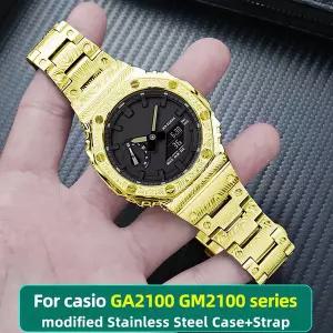 호환 GA2100 카시오 G-SHOCK GA-2100 GAB2100 GM2100용 스테인레스 스틸 케이스 및 스트랩 모드 키트 금속