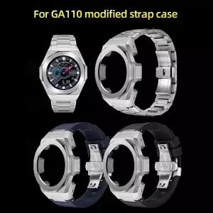 호환 316L Ga110 스테인레스 스틸 세트 카시오 G-SHOCK GA-110 GA100 블랙 워리어 수정 금속 케이스 실리콘