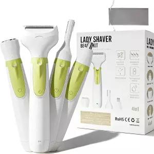 RUIM 여성용 4-in-1 전기 면도기 - 얼굴 비키니 및 바디용 무통 제모 LED 조명 USB-C 고속 충전 여행