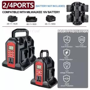 밀워키 18V 배터리 소스 24포트 350W 출력 인버터 캠핑 비상용 AC 120V220-230V 변환기