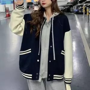 친절한탄씨 캐주얼 여성 아우터 배색 야구점퍼 바시티 야구점퍼 여성아우터 여자아우터 여성점퍼