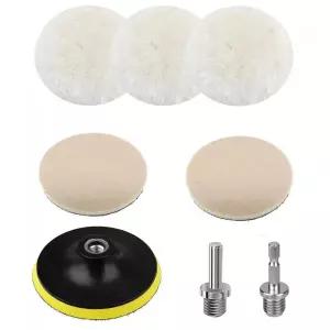 전동드릴광택패드 유막제거 5인치 125MM 울 광택 패드 8개 훅앤루프 형 가구 유리 차량용 커팅