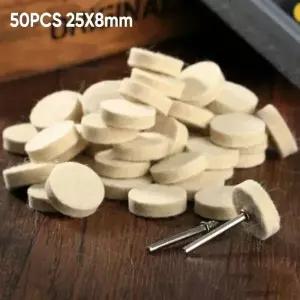 전동드릴광택패드 유막제거 50개 25mm 울 펠트 패드 라운드 휠 2개