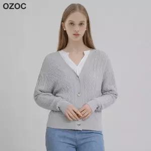 오조크 케이블 브이넥 가디건