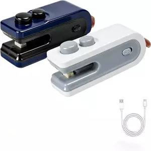 2팩 미니 백 씰러 업그레이드된 2 in 1 히트 커터 자석이 있는 충전식 USB C 비닐봉지용 휴대용 리셀러