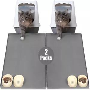 고양이 깔때기 매트 - 34인치 X22인치 미끄럼 방지 스크래치 패드 덜 지저분한 방수 및 접이식 2팩