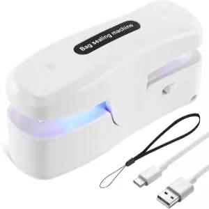 커터가 있는 랜식 2 in 1 미니 백 씰러 비닐봉지용 USB-C 충전식 히트 식품 보관 및 간식 신선도를 위한