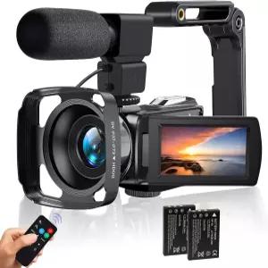 유튜브 3.0인치 터치스크린 캠코더용 4K HD 48MP 브이로그 카메라 마이크 포함 18배 디지털 줌 레코더