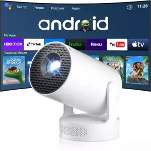 Wi-Fi 및 블루투스 5.4가 탑재된 미니 프로젝터 휴대용 4K 지원 내장 앱 5W 스피커 자동 수직 키스톤 보정