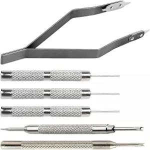 도브부크 6 PCS 스프링 바 핀셋 시계 밴드 도구 스트랩 및 팔찌 제거 포함된 전문 수리 키트