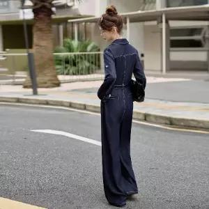 여자 바지 청 가을 봄 점프슈트 와이드 코디 일자 한벌 긴팔 스포M3