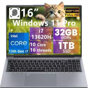 N-one 게이밍 노트북 16인치 인텔 코어 i7-13620H 13th 프로세서 4.9GHz 32GB DDR4 RAM 1TB SSD FHD