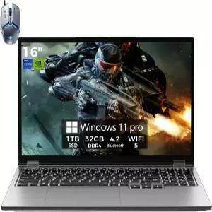 TOPGRO 게이밍 노트북 컴퓨터 16인치 FHD 60Hz 디스플레이 코어 i7-8750H/지포스 GTX1050 6C/12T 최대