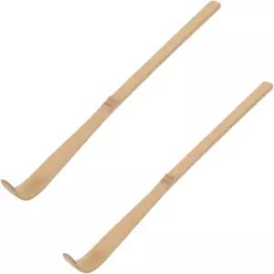 일본 말차 티 스쿱 2개 18cm 전통 대나무 의식 스푼 갈고리 내구성 있는 천연 액세서리 측정 녹차 파우더
