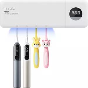 홀더가 있는 헐메이 UV 칫솔 세정제 4 슬롯 커버가 장착된 전동 벽 타이머로 2000mAh 충전식 무선 욕실