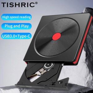 CD롬 플레이어 TISRIC 휴대용 외부 DVD 드라이브 ODD USB CD 리더 HDD 노트북 데스크탑 PC