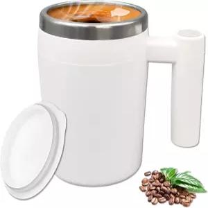 뚜껑이 있는 FOVNOT 셀프 교반 커피 머그잔 380ml USB 충전식 자동 차 우유 핫 초콜릿 스테인리스 스틸