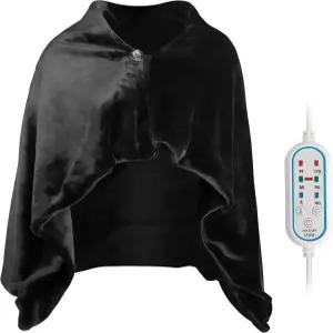 USB 가열 숄 온열 담요 플러시 플란넬 자동차 사무실용 3-설정 열 컨트롤러 코드 포함 100x65 cm