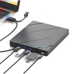 CD롬 플레이어 7IN1 휴대용 DVDCD 드라이브 USB3 TYPEC SD 슬롯 TF 윈도우용 리더 RW 카드 외장 DVD 노트북 버너 PC CD