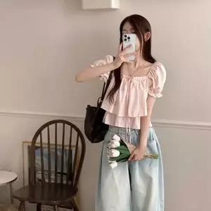 여자 데일리 데이트룩 러블리 캉캉 블라우스 셔츠