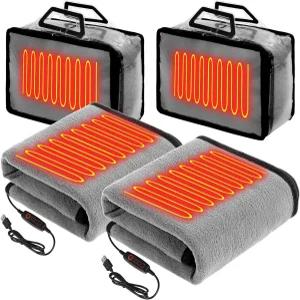 Tuanse 2개 USB 온열 담요 25 x 35 자동차 5V 휴대용 전기 던지기 3개의 열 설정 겨울 홈 오피스용 타이머