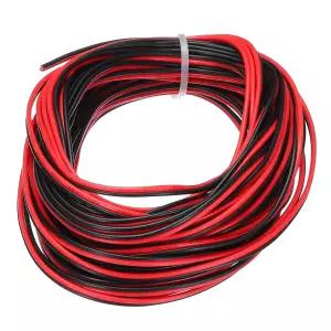 MECCANIXITY 24 게이지 2 코어 병렬 실리콘 와이어 33Ft/10M 길이 1.6mm 다이아 레드 블랙 AWG 플렉시블